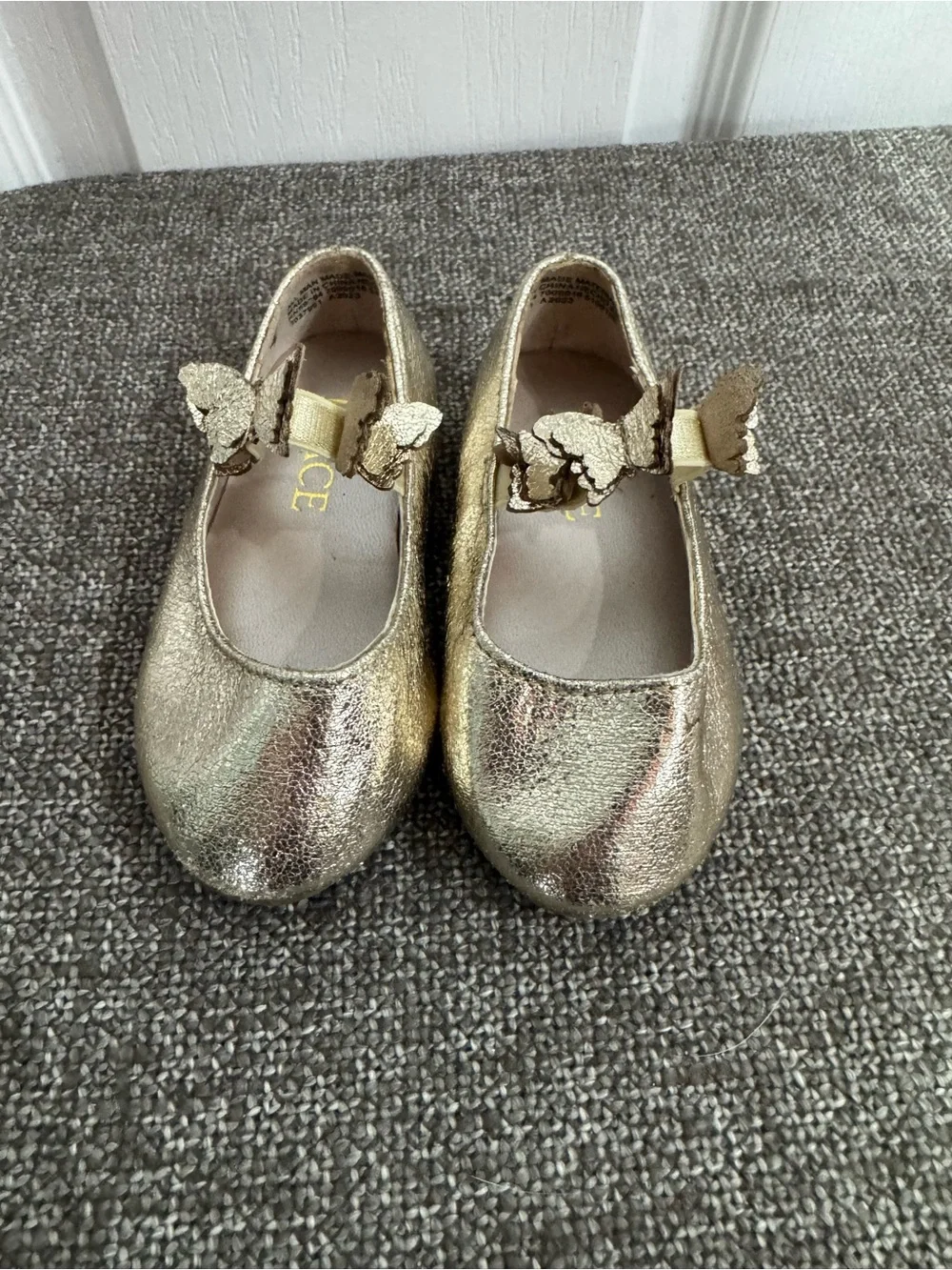 The Children's Place Gold Butterfly Mary Jane Flats